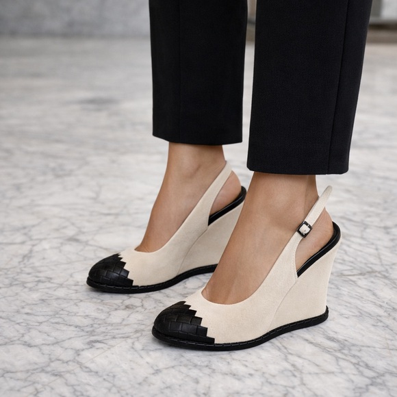 Bottega Veneta slingback wedge heels in size 39 (US approx 8.5–9).